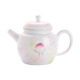 纯手绘桃粉小品壶茶壶单个家用陶瓷冲茶器带过滤泡茶水壶功夫茶具
