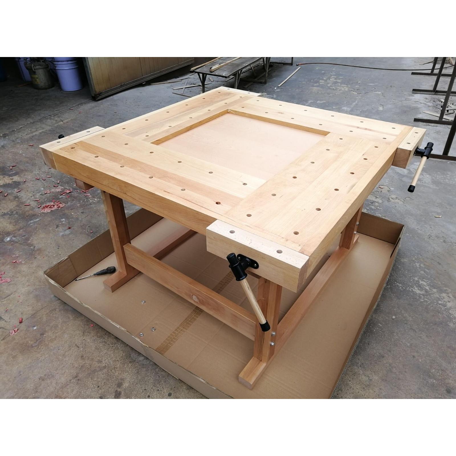 正方形木工桌 钳工工作台 木工操作台 实木学生木工操作 多功能