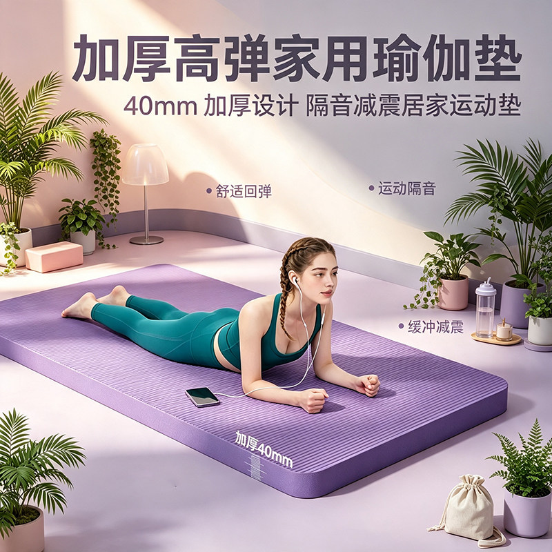加厚瑜伽垫家用防滑减震护健身垫