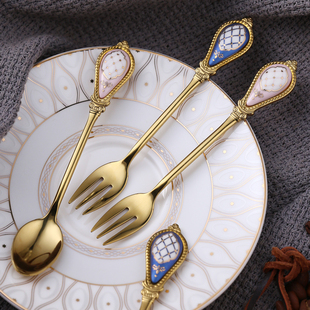 TIFANI咖啡杯搅拌勺水果甜点叉子轻奢高级感不锈钢陶瓷下午茶餐具