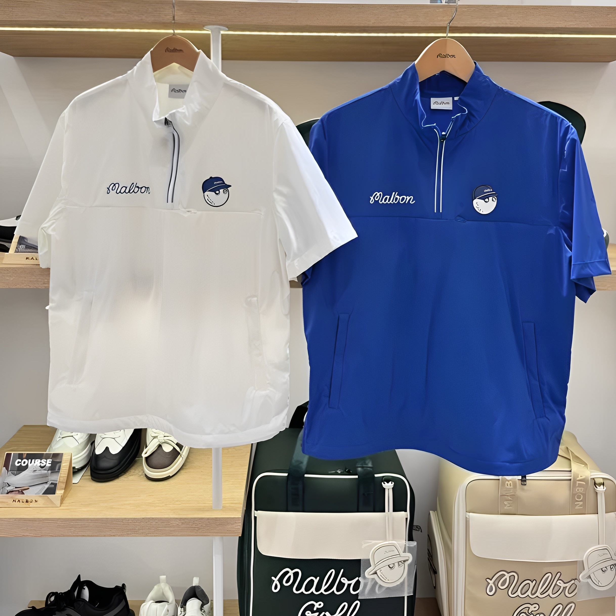 25夏季新款韩国高尔夫男士短袖半拉链立领时尚运动透气套头衫上衣