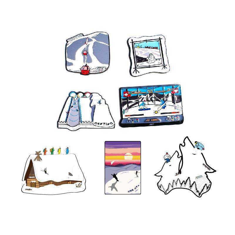 FRRT原创设计 雪国气质 崇礼万富龙云顶新疆可可禾木创意冰箱磁贴