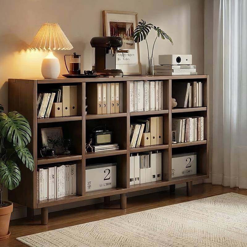 实木书架落地置物架书柜储物柜一体靠墙客厅收纳柜格子柜展示柜,住宅家具,书架,淘宝优惠券,粉丝福利购,淘宝优惠卷