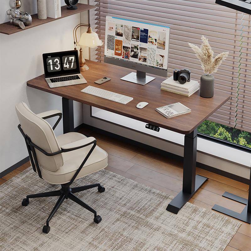 实木电动升降桌书桌工作台智能自动办公桌学习桌电脑桌电竞双电机