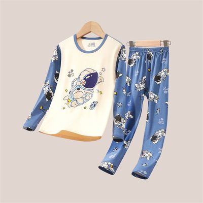 棉致2025春夏新款中大童男童亲子莫代尔家居服空调服女童睡衣套装