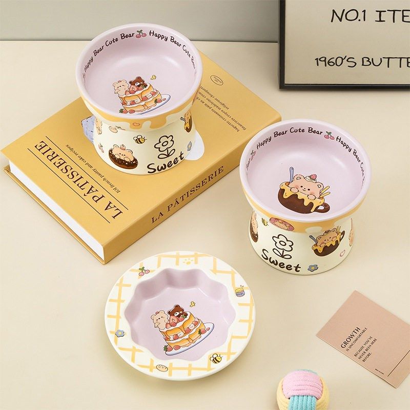 斜口猫狗陶瓷碗增高脚护颈t防打翻猫咪食盆高颜值大口径宠物碗护,宠物/宠物食品及用品,宠物智能碗,淘宝优惠券,粉丝福利购,淘宝优惠卷