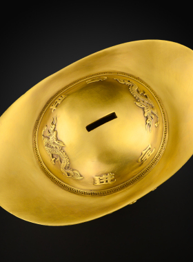 铜元宝摆件全黄铜金元宝存钱罐客厅店铺K开业纯铜聚宝盆铜器大号