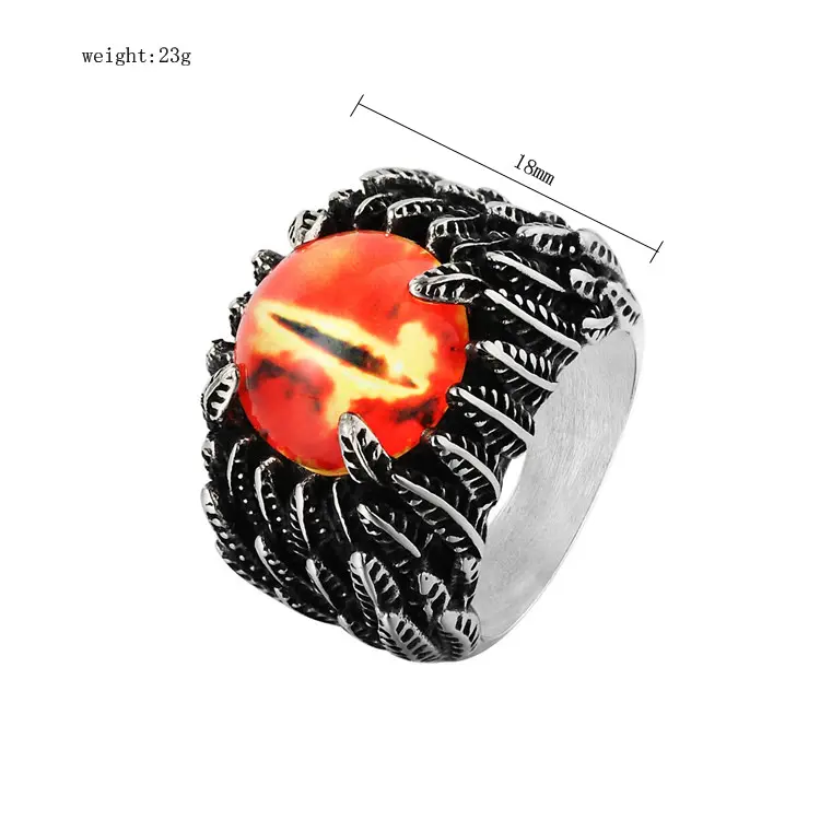 r0394-06   新款 个性复古恶魔眼球男士钛钢戒指