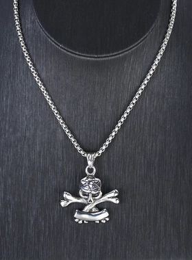 万圣节复古新款加勒比海盗吊坠骷髅头杰克船长帽子项链项饰品男女