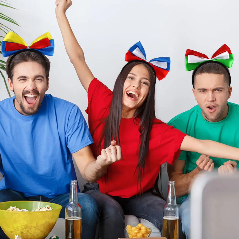 新款多色结发箍欧洲杯24强球迷助威头饰拼接色结发箍