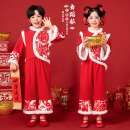 元 旦儿童演出服喜庆中国红新年秧歌服幼儿打鼓团体民族风表演服装