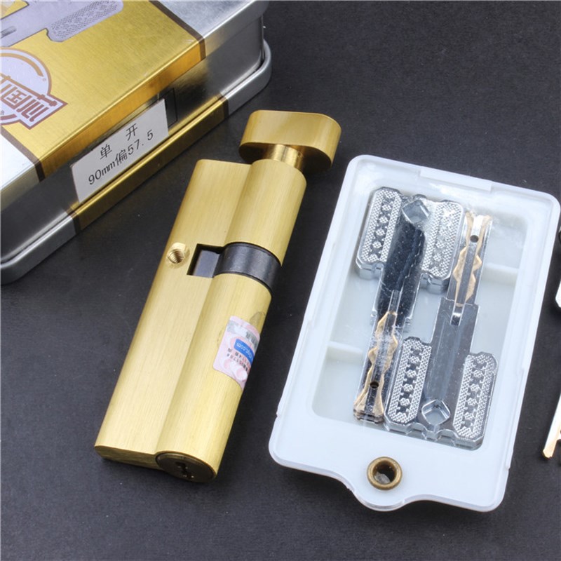 防盗门单开锁芯带旋钮超C级大葫芦锁芯90偏心断桥铝铝合金门恒大B