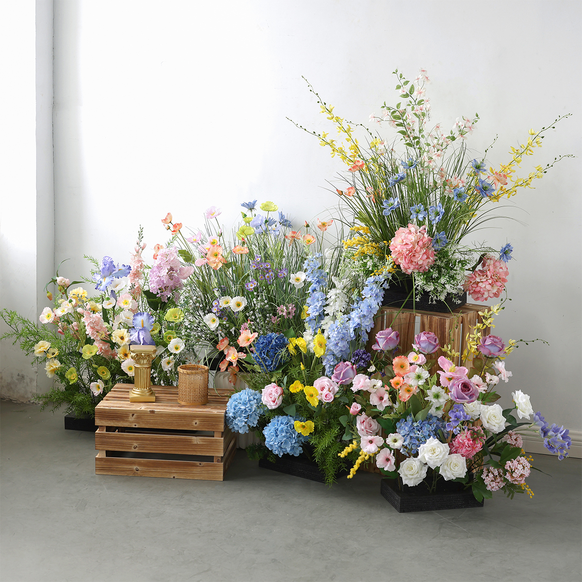 仿真假绿植造景景观室内大型装饰莫奈花园橱窗摆设仿生花植物摆件