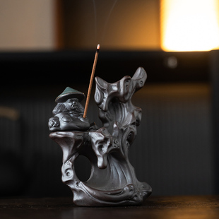 创意迷你姜太公钓鱼茶宠摆件禅意陶瓷人物鱼缸假山盆景茶桌装饰品