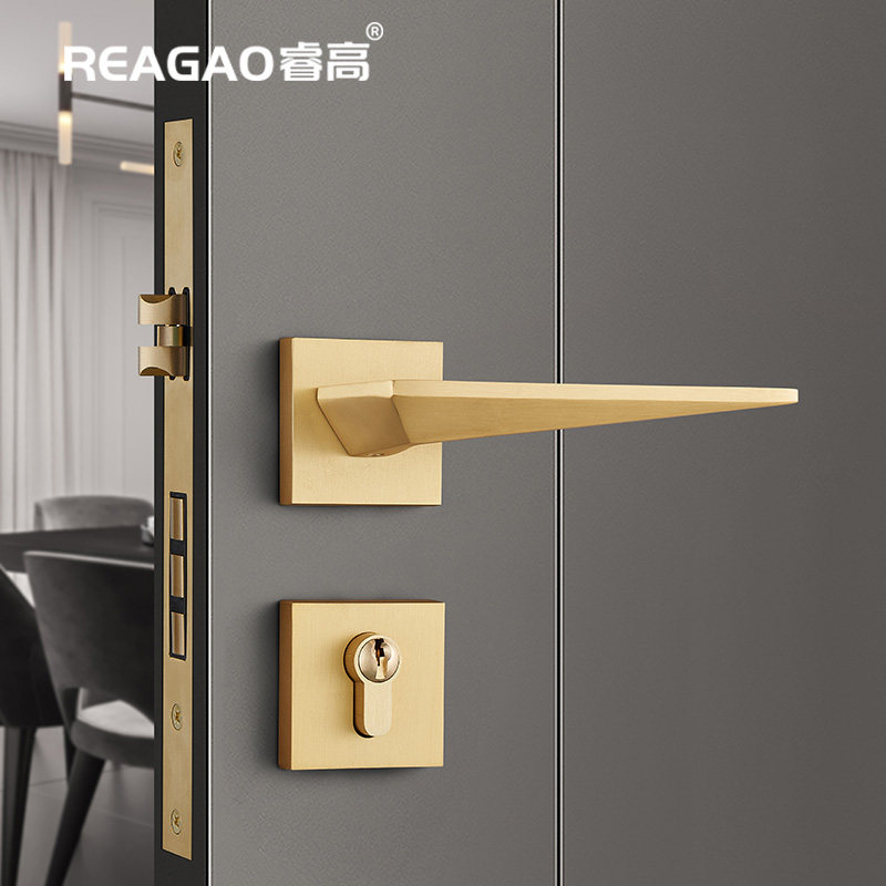 睿高纯铜静音磁吸门锁室内卧室房间门把手双开分体锁美式轻奢现代,金属材料及制品,金属罐/桶/瓶,淘宝优惠券,粉丝福利购,淘宝优惠卷