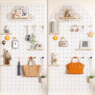 洞洞板实木定作墙上置物架木质入户门客厅玄关木制装饰壁挂收纳架