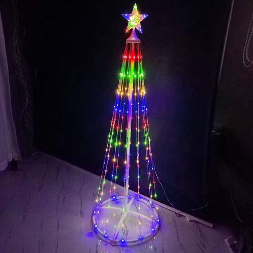 铁艺锥形旋转树枝灯LED盘旋树折叠圆锥塔RGB旗杆灯圣诞树彩灯