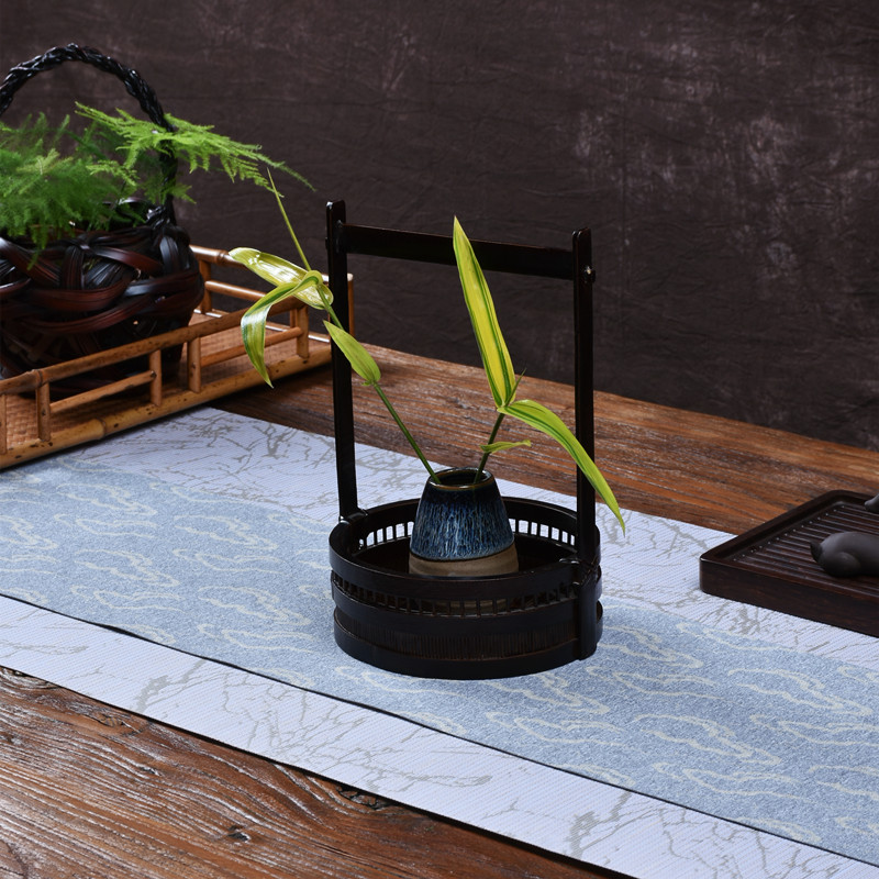 小原流竹编花器花篮花瓶干花插花日式花道禅意摆件复古新中式客厅