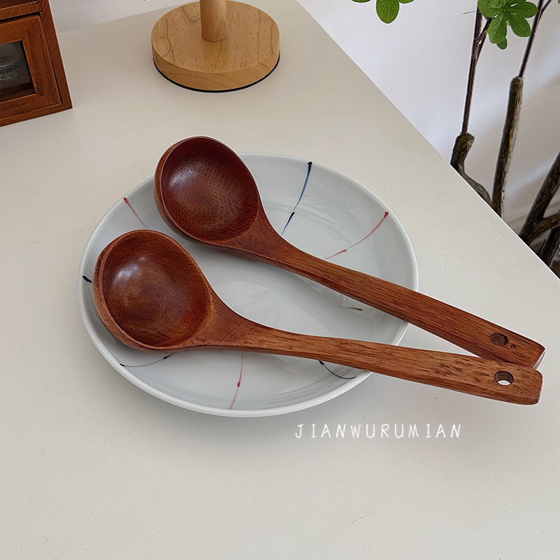见物如面 汤勺木勺大号盛汤木头汤匙木质长柄吃饭喝汤拉面勺家用