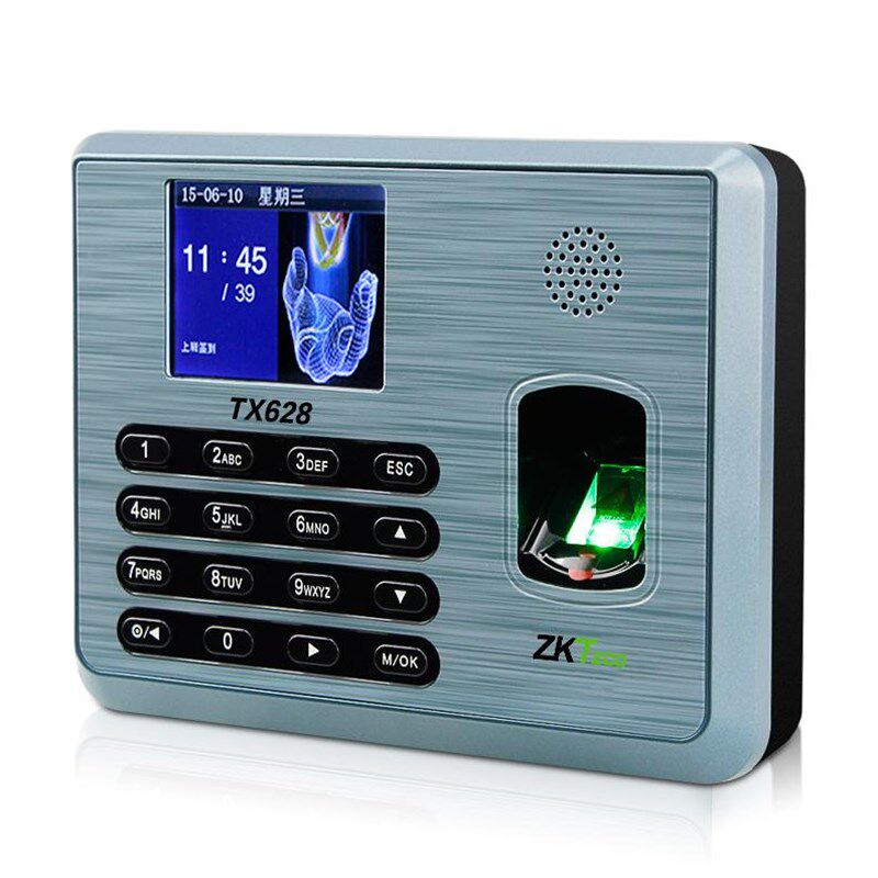 ZKTeco中控智慧TX628科技彩屏指纹考勤机网络型打卡机签到机