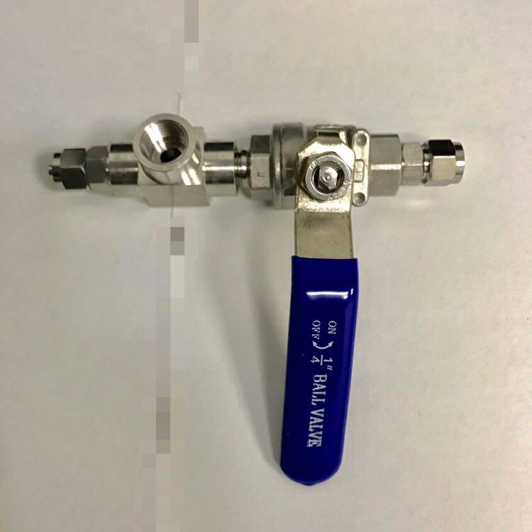 不锈钢三通加开关 塑料管快拧接头 内螺纹m14x1.5 两侧pu气管接口