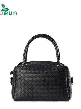 编织枕头包新款时尚羊皮手提包简约纯色日常百搭女士单肩包