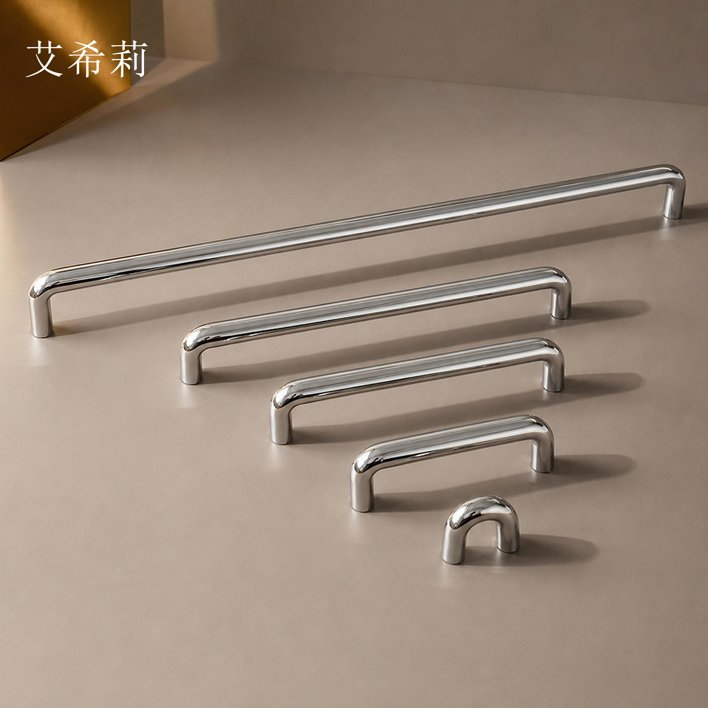 法式极简钛银色衣柜门抽屉长把手图片