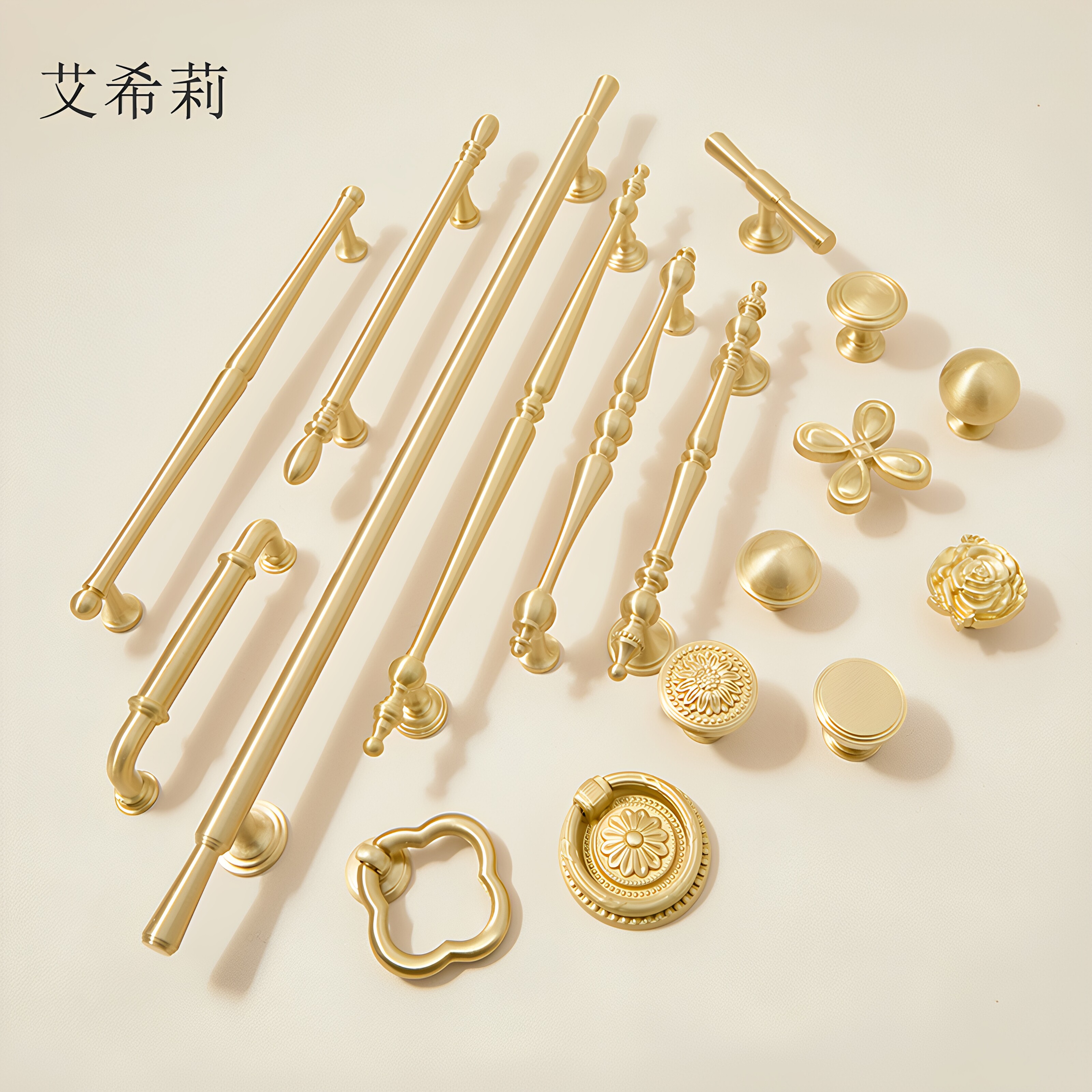 简约轻奢黄铜柜门拉手抽屉长把手