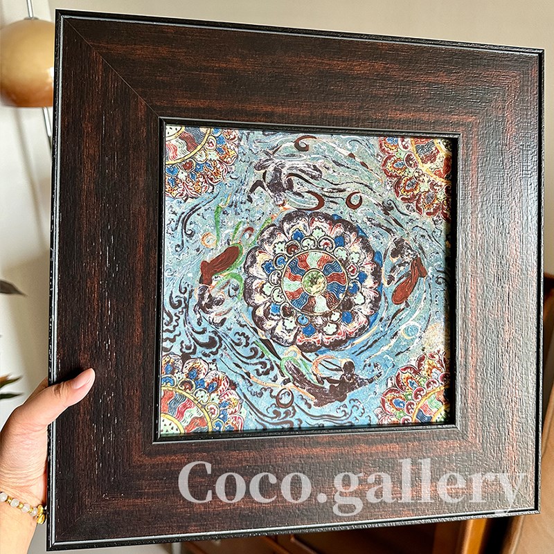 可可的画廊新中式中古敦煌v壁画小众高级感莲花飞天背景墙茶室挂