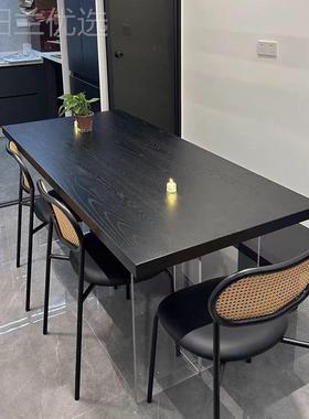 碳化木板新板西兰松木木桌面悬浮桌茶桌面实木板餐黑82780原色桌