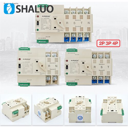 双电源切换开关PC级ASKQ-63A/2P/3P/4P自动小型双电源ATS切换开关