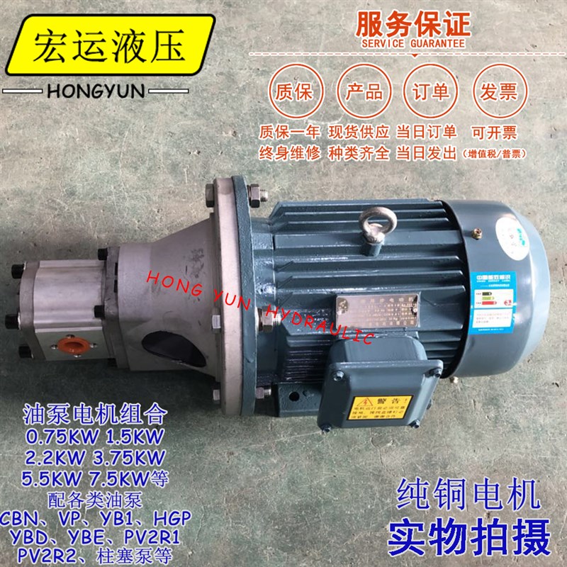 液压油泵电机组CBN+1.5KW2.2KW液压泵总成内轴电机液压站配件系统