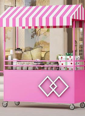 户外铁艺摆摊推车集32053花移动地摊小吃车展示小架商场车市摊位