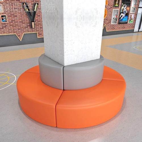 幼儿场园训机构休息区商酒培店大圆形创厅意异形围绕柱子沙发YVC
