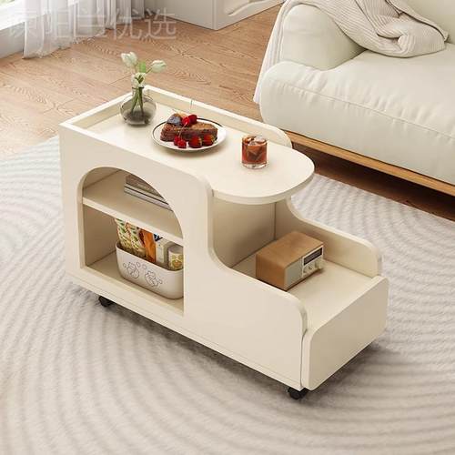 奶油风沙发边侧边柜客ZWF落地摆4件202新款可厅移动收纳小柜推车