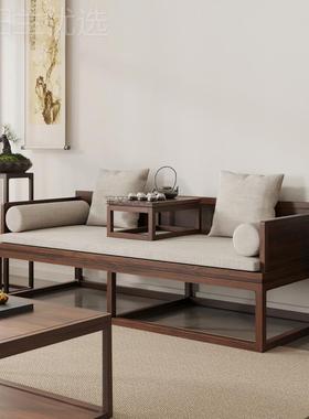 B2新中式实木罗汉床小w型客厅沙发户床两用罗汉床XGL塌茶闲室休沙