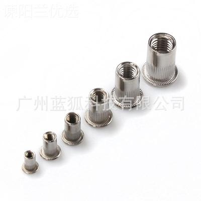 180PCS柱LTW空心圆拉帽螺母 不锈钢铆螺M3-M母平10 头竖纹钢铆螺