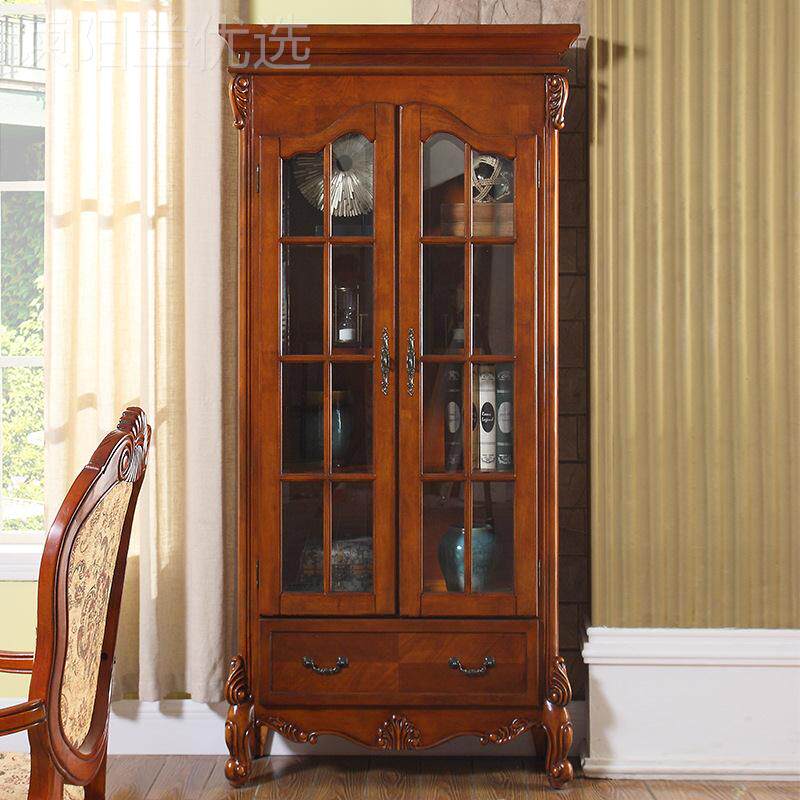 美式全实木书柜带门落地置物书架GML家欧式书客厅用橱两门房家具