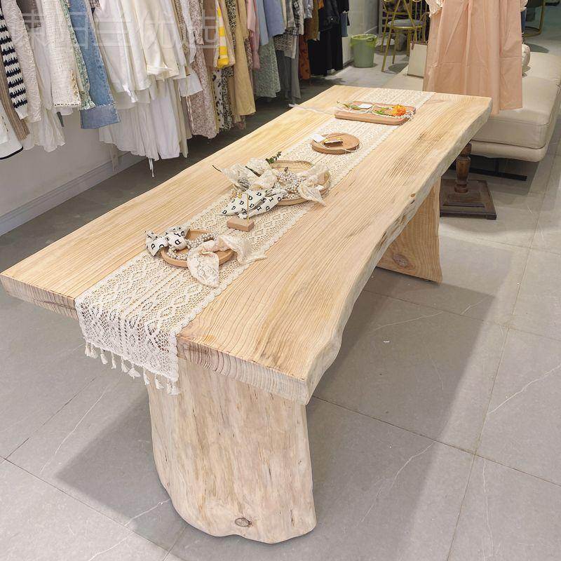 奢服装示桌中岛流水台实示木展轻架包包鞋店展展LSD示台大板摆放