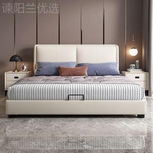 约现人代202新款 奶油风科技布双简床5软包婚床主卧室布艺床实DER