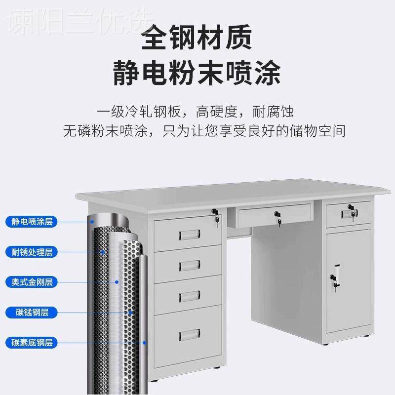 钢制办桌皮单人位员工铁电脑桌办室带锁抽屉工作YLE台公账务公收