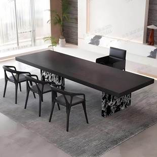 轻奢现代BST简板全岩茶台意式 极简椅组合约别桌墅客厅设计创意艺