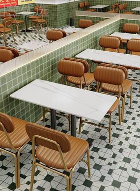 主餐题东南餐厅藤编VXI椅组合复古铁艺餐椅桌餐饮店岩板桌餐厅亚