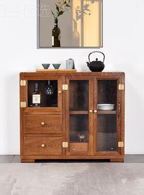 红WBO翅木边柜物餐鸡木茶水柜实木中式玻璃矮酒柜置柜简约收纳展