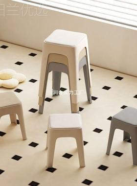 软包凳子用可叠放备用加塑厚料凳高板凳大人方结实UPZ客厅餐家桌