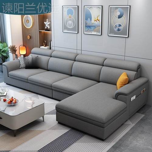 沙客厅发小猫户型简约现代免洗技抓皮科整装沙PZN发家庭