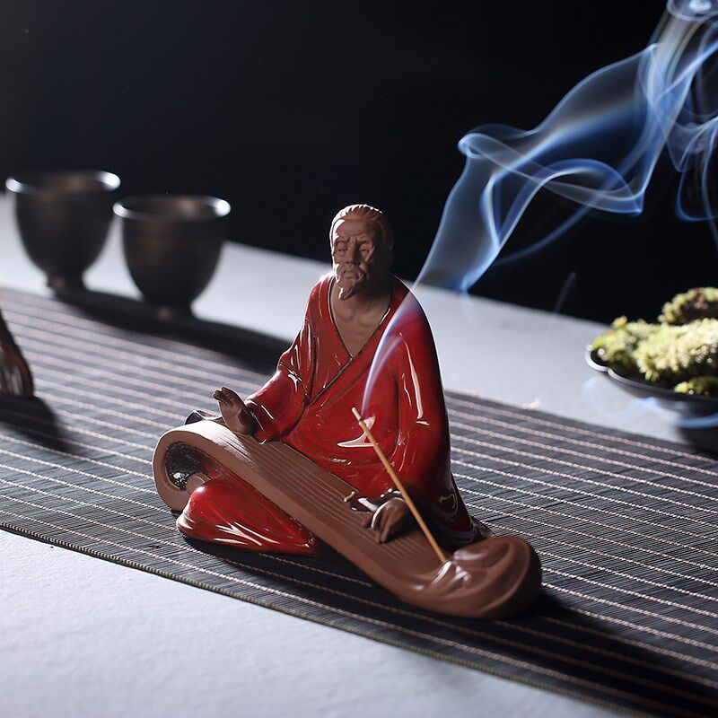 炼器创意陶瓷家用室内线香炉摆件禅意人物插香器卧香炉立式檀香炉