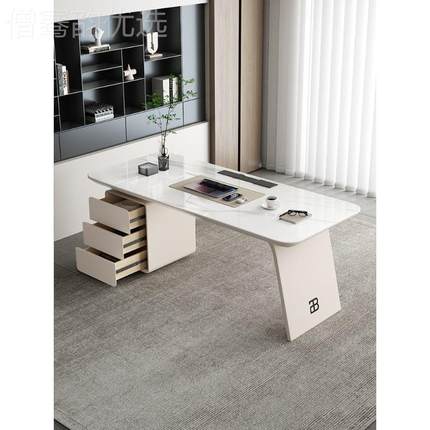 公书桌现YFL代简约轻奢岩板办桌计设师款高级感家用书房脑电桌咨