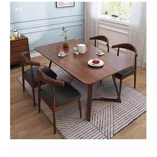 实木餐桌椅组合现型代简长形4人6人饭桌方北欧日式 约DSC小户餐厅