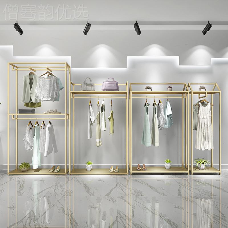场服装商店衣架展示架现货双金色服层装装架女店货架陈列挂YKA衣